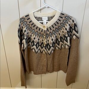 H&M Beige and Black Patterned Cardigan